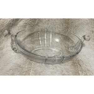 VTG "Viking Ship Style" Oval Lyre Glass Serving Dish - 13"L X 8.5"W X 4"T